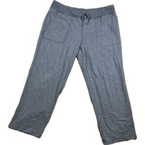 Danskin Now Wide Leg Capri Lounge Pants Gray Drawstring Pockets Womens XL